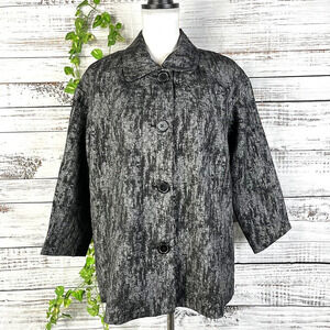 Linea by Louis Dell'Olio Blazer Jacket Medium Black Silver Shimmery Wedding Suit